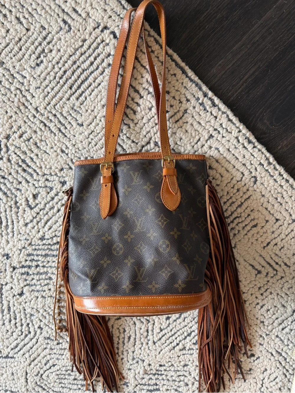 Louis Vuitton Monogram Canvas Fringe Shoulder Bag in Brown and Tan - Picture 13 of 14